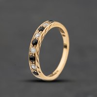 Second Hand 9ct Yellow Gold Sapphire & Cubic Zirconia Half Eternity Ring 41104763