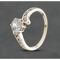 Second Hand 9ct White Gold Cubic Zirconia Twisted Channel Set Shoulders Solitaire Ring 41104799