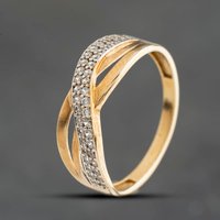 Second Hand 9ct Yellow Gold Cubic Zirconia Crossover Ring 41104827