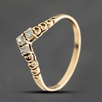 Second Hand 9ct Yellow Gold Cubic Zirconia Wishbone Ring 41104831