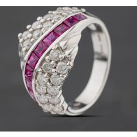 Second Hand 14ct White Gold Ruby & 0.88ct Brilliant Cut Diamond Dress Ring 41121035