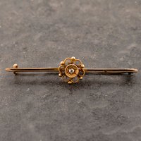 Second Hand Antique Yellow Gold Diamond Bar Brooch 41131172