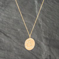 Second Hand 14ct Yellow Gold 0.15ct Brilliant Cut Diamond Capricorn Round Pendant & 16 Inch Trace Chain 41142397