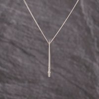 Second Hand 18ct White Gold Brilliant Cut Diamond Set Bar Pendant & 16 Inch Curb Chain 41143299