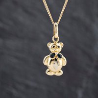 Second Hand 9ct Yellow Gold Multi Stone Teddy Pendant & 20 Inch Curb Chain 41143418