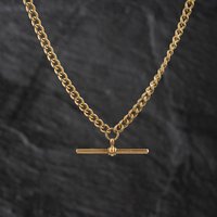 Second Hand 9ct Yellow Gold T-Bar Pendant & 18 Inch Curb Chain 41143500