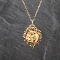 Second Hand 9ct Yellow Gold Queen Elizabeth II 1978 Full Sovereign Coin Keeper Pendant & 18 Inch Prince Of Wales Chain 41143551BND