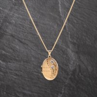 Second Hand 9ct Two Colour Gold Poval Precious Memories Locket Pendant & 18 Inch Curb Chain 41143586