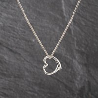 Second Hand 9ct White Gold Open Heart Pendant & 18 Inch Curb Chain 41143591