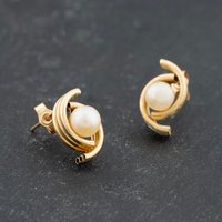 Second Hand 9ct Yellow Gold 15mm Cultured Pearl Stud Earrings 41173735