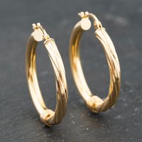 Second Hand Yellow Gold 27mm Half Twisted Creole Earrings 41174027