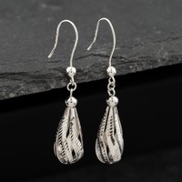 Second Hand White Gold 40mm Patterned Openwork Dropper Earrings 41174103