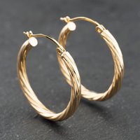 Second Hand Yellow Gold 26mm Twisted Hoop Earrings 41174238