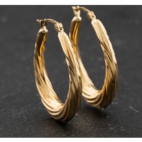 Second Hand Yellow Gold Twist 31mm Creole Earrings 41174395