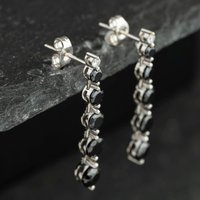Second Hand 9ct White Gold Black & White Cubic Zirconia 31mm Dropper Earrings 41174483