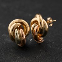 Second Hand Three Colour Gold 17mm Knot Stud Earrings 41174519