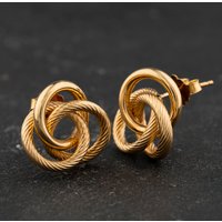 Second Hand 9ct Yellow Gold 15mm Twist Stud Earrings 41174556