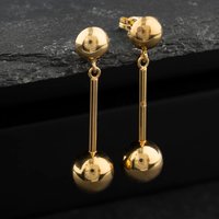 Second Hand 9ct Yellow Gold 35mm Ball Bar Dropper Earrings 41174565