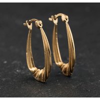 Second Hand Yellow Gold 23mm Patterned Creole Earrings 41174571