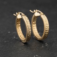 Second Hand Yellow Gold 20mm Patterned Hoop Earrings 41174573