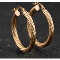 Second Hand Yellow Gold 27mm Twist Hoop Earrings 41174579