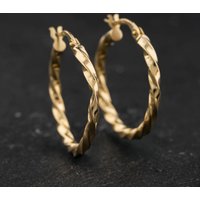 Second Hand Yellow Gold 25mm Twist Hoop Earrings 41174583
