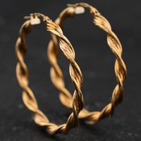 Second Hand 9ct Yellow Gold 37mm Twist Hoop Earrings 41174598