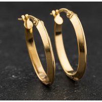 Second Hand Yellow Gold Plain Oval Hoop Earrings 41174630