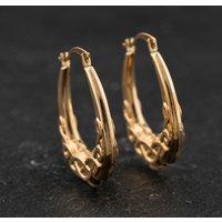 Second Hand Yellow Gold Patterned Creole Earrings 41174633