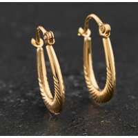 Second Hand Yellow Gold Oval Patterned Creole Earrings 41174638