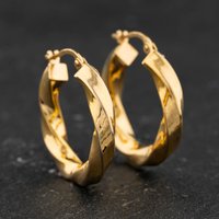 Second Hand Yellow Gold Twisted Hoop Earrings 41174654