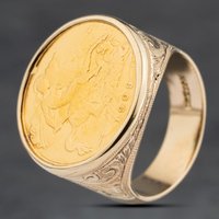 Second Hand Yellow Gold 1909 Half Sovereign Coin Ring 41201250