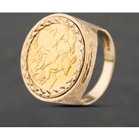 Second Hand Yellow Gold 1914 Full Sovereign Coin Ring 41201273