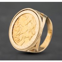 Second Hand 9ct Yellow Gold Full Sovereign Ring Mount Only Coin Ring 41201283 - paired with 47-02-1327
