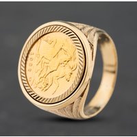 Second Hand 9ct Yellow Gold Half Sovereign Ring Mount Only Coin Ring 41201284 - paired with 47-02-1328