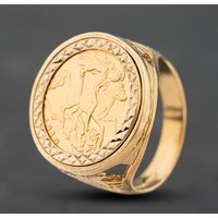 Second Hand 9ct Yellow Gold Half Sovereign Ring Mount Only Coin Ring 41201299 - paired with 47-01-1234
