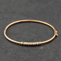 Second Hand 9ct Three Colour Gold Rotating Beads Hinged Bangle 412102163279