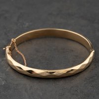 Second Hand 9ct Yellow Gold Facetted Hinged Bangle 41211461