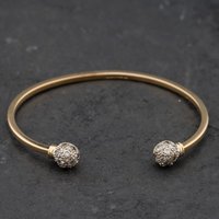 Second Hand 9ct Two Colour Gold Cubic Zirconia Set Torque Bangle 41211476