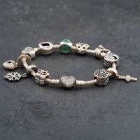 Second Hand Pandora Silver Multi Stone 19cm Snake Charm Bracelet 41221463