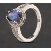 Second Hand Sterling Silver Blue & White Cubic Zirconia Cluster Ring 41251685