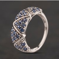 Second Hand Sterling Silver Blue Cubic Zirconia Band Ring 41251687