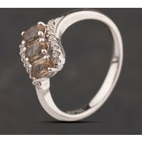 Second Hand Sterling Silver Brown & White Cubic Zirconia Dress Ring 41251697