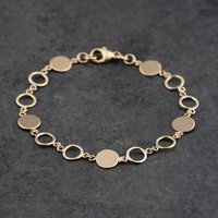 Second Hand 9ct Yellow Gold Fancy Open Circle 7 Inch Chain Bracelet 41281886