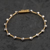 Second Hand 18ct Yellow Gold Diamond Rubover Set 7 Inch Bracelet 41281955