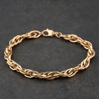 Second Hand 9ct Yellow Gold Twisted 8 Inch Curb Chain Bracelet 41281966