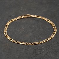 Second Hand 9ct Two Colour Gold 7.5 Inch Figaro Chain Bracelet 41281967