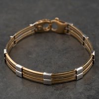 Second Hand 9ct Two Colour Gold Flexible 7.5 Inch Bar Chain Bracelet 41281978