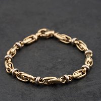 Second Hand 9ct Two Colour Gold 7.5 Inch Fancy Chain Bracelet 41281993