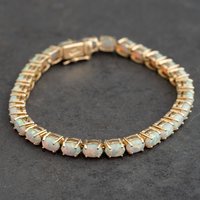 Second Hand Vintage Yellow Gold Opal Set 7 Inch Bracelet 41282024